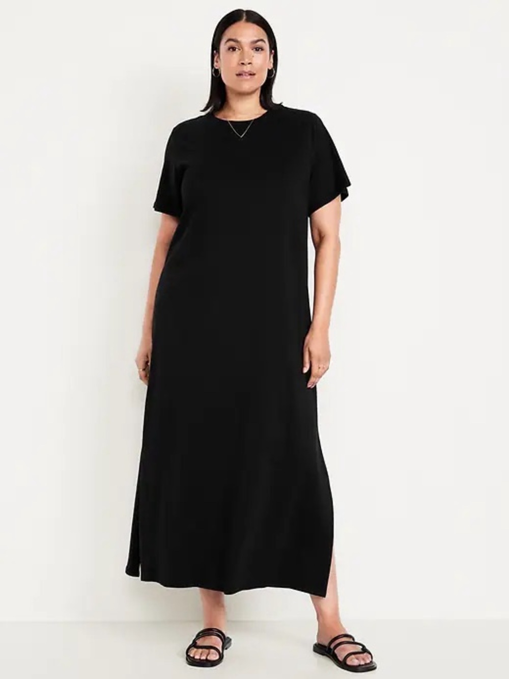 Old Navy Classic Knit T-Shirt Maxi Dress Womens XL Petite Black